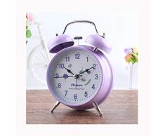 Ning Night Réveil Mécanique Rétro 4 Pouces Horloge Silencieuse Étudiant Chambre Chevet Réveil Lumineux,Violet