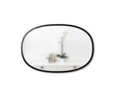 UMBRA Hub Mirror Oval. Miroir mural ovale Hub. Pour les entrées, salon, salle à manger, chambre. Contour caoutchouc noir épais.