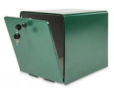 BURG-WÄCHTER, Boîte aux Lettres Normalisée en Acier Galvanisé Avec Porte à Ouverture Totale, Stop-Courrier (Porte bloquée à 120°), 2 Portes, FAVOR, Vert