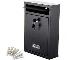 MultiWare Boîte aux Lettres Murale ▏avec Fenêtre et Étiquette dAdresse ▏Étanche et Verrouillable ▏ Matériel de Fixation Inclus ▏2 clés ▏Noir