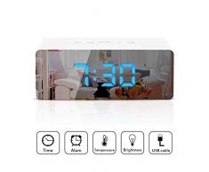 TWFRIC Réveil Numérique, Horloge Numérique Réveil LED avec Fonction Roupillon 12/24 Heures Mode Luminosité Réglable Affichage de la Température