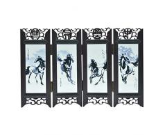 Paravent Décoratif en Résine et Verre avec Impression, Diviseur de Pièce écran Pliant pour le Bureau, 4 Panneaux, Double - Côté, Cadeaux / Décorations avec Des Caractéristiques Chinoises 24x15cm,Red