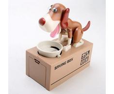5Five Tirelire chiot qui mange chien affamé boîte tirelire pour économies, marron/blanc