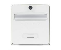 BURG-WÄCHTER, Boîte aux Lettres Normalisée en Acier Galvanisé Avec Porte à Ouverture Totale, Stop-Courrier (Porte bloquée à 120°), 2 Portes dont une Vitrée, BALnéaire, Blanc