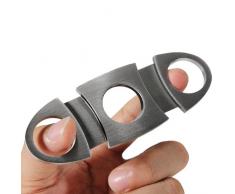 Coupe Cigare Cigarette De Poche Double Guillotine Lame Acier Argenté Inox