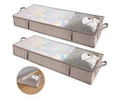 NEWSTYLE Sac de Rangement sous Lit Lot de 2,Pliable Taille Ultra pour Couettes Oreiller Vêtements - Se Place sous Le lit - Pliable Rangement en Boîtes de Rangement avec fenêtres