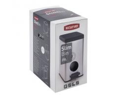 CURVER | Poubelle Slim 25L, Argent, Metal bins, 39,3x25x45,4 cm