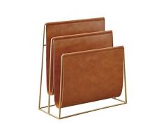 Porte-revues Porte Journal Porte-journal Magazine Stand Magasin Métal Rack Journal En Cuir En Acier Inoxydable Plaqué Rack De Stockage De Données Multi-fonctions ( Color : Brown , Size : 33*25*18cm )