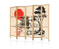 murando Paravent XXL Japonais Orient Zen 225x171 cm 5 Parties Une Seule Côté Impression sur Toile intissée 100% Opaque Décoratif en Bois avec Interieur Impression Home Office Japon p-B-0026-z-c