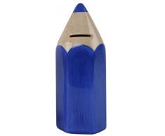 CasaJame Maison Ameublement Accessoires Design Ornement Tirelire Décoratif en Forme De Crayon De Couleur Bleu 6x6x16cm