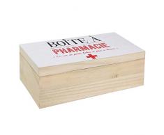 LA BOITE A BT6687 Boite à Pharmacie, Bois, Beige/Blanc, 27 x 14 x 9,8 cm