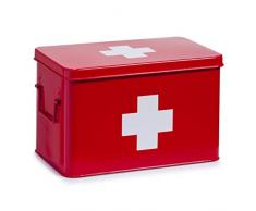 Zeller 18116 Boite à pharmacie en mètal rouge, 32 x 19,5 x 20 cm