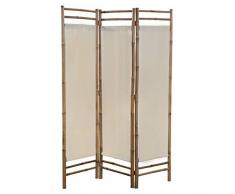Festnight Paravent Cloison de Séparation Crème en Bambou Pliable pour Salon ou Bureau