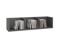 IDIMEX Etagère Murale NELLO, Meuble de Rangement pour CD et DVD ou décoration avec 3 Compartiments Ouverts, en mélaminé Gris Mat