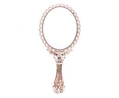 B Baosity Vintage Miroir de Maquillage à Main Avec Poignée Portable vintage Princesse Motif Rose En Relief - Rose dor