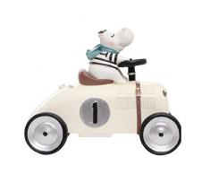 HIL Tirelire Dessin Animé, Tirelire Rétro Voiture Classique, Maison Tirelire Animal Salon, Résine Décorative Vintage Ornements Cadeaux Danniversaire Cadeaux De Noël,Blanc