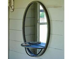 Bowley & Jackson Miroir Mural Ovale en métal Gris