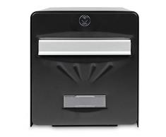 BURG-WÄCHTER, Boîte aux Lettres Normalisée en Acier Galvanisé Avec Porte à Ouverture Totale, Stop-Courrier (Porte bloquée à 120°), 2 Portes dont une Vitrée, BALnéaire, Noir