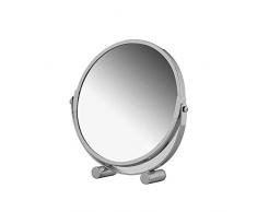 axentia Miroir Cosmétique Grossissant 3x, Miroir de Maquillage Rasage Double Face, Miroir à Poser Chromé Ø 17 cm, Miroir sur Pied Pivotant à 360° pour Salle de Bain