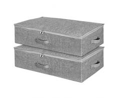 SimpleHome Sac de Rangement sous lit en Tissu 2 pièces Grand et Plat, Boite Rangement sous lit Boîte de Rangement sous Le lit pour Les couettes, Les oreillers, Les vêtements, 70 x 43 x 18 cm.