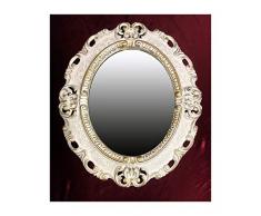 Lnxp Rétroval Miroir Ovale en Or Blanc Bicolore 45 x 38 Antik BAROCK Rokoko REPLIKATE Renaissance Baroque