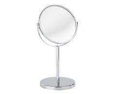 Wenko - 16892100A - Miroir cosmetique sur pied Assisi - miroir de Ø 17 cm - Chrome, X 300%