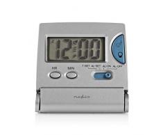 Nedis CLDK001SR Réveil Numérique de Voyage | Mince | Pliable | Argent