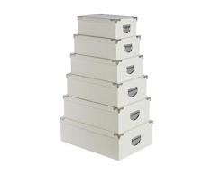 AC-Déco Set de 6 boîtes de Rangement - Métal et Carton - Beige