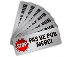 CeenoSign Autocollant Pas de Publicité Stop pub Boite aux Lettres Sticker Haute qualité Apparence en Inoxydable 8x3.3cm Lot de 13 pièces