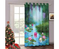 HouseLook Nature – Porte coulissante isolée occultante Motif Fleurs de Cerisier Abstrait Soleil Papillons Art Festif – Paravent drapé Orange pâle Rose Blanc W100 x L84 inch Couleur 16