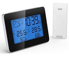 GlobaLink Thermomètre Hygromètre Numérique，Station Météo Thermomètre Interieur Exterieur Horloge de Météo avec Température Humidité Baromètre Alarme Horloge Météo