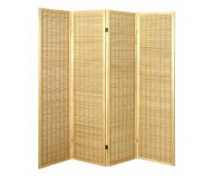Haku Möbel 34367 Paravent Bois Massif Hévéa/Bambou Nature/Bambou 2 x 182 x 178 cm
