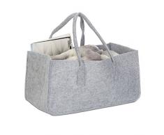 Relaxdays Panier à bûches de bois en feutre 2 poignées, pliable, porte-revues HxlxP: 25 x 25 x 50 cm, gris