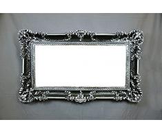 Idea Casa Grand miroir avec encadrement de style baroque imitation vintage, 96x56 cm - Noir Argenté