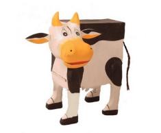 Tirelire en forme de vache multicolore matériau : bois dalbesia