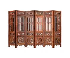 Mkuha Paravent Décoratif en Bois avec Sculpture, Diviseur de Pièce écran Pliant pour Le Bureau, 6 Panneaux, Cadeaux/Décorations avec des Caractéristiques Chinoises 36x25x0.5cm,Brown,S