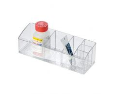 InterDesign Med+ boîte à médicaments pour armoire à pharmacie, boîte de tri en plastique à 6 compartiments, rangement à médicaments, transparent