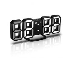 CENTOLLA Réveille-Matin 3D LED Digital, Horloge Murale, Horloge numérique, Timorn Réveil LED 3D avec 3 Niveaux de luminosité réglables Fonction de répétition de la veilleuse Dimmable