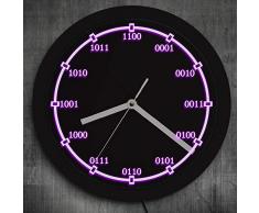 GZGJ 1 Pièce Code Binaire Décoratif Horloge Murale avec Rétro-Éclairage LED Math Numéros Équation LED Enseigne Au Néon Horloge Murale F Professeurs Cadeau