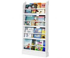 Homfa Bibliothèque Murale Etagère à Journaux Vertical Porte-Revues en Bois 60×12×108.5cm Blanc