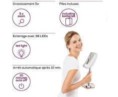 Beurer BS 99 Miroir sur pied, miroir de beauté à LED, pour le maquillage, grossissement 5x, sur piles ou secteur