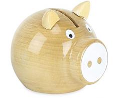 Vilac- Tirelire Cochon Bois Naturel-Blanc, 5129W