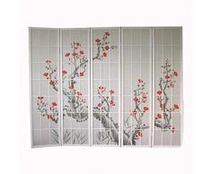 Paravent en bois blanc avec fleur de cerisier dâ€¦