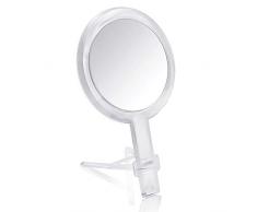 Gotofine Miroir de Maquillage DoubleFace 1X et 7X Grossissement, Miroir à main avec Pied, Transparent & Portatif