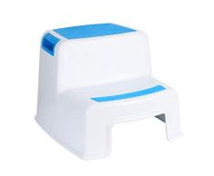 Funhoo Tabouret en 2 Étapes Enfant pour Apprentissage de la Propreté, Marche Pieds Antidérapant et Stable Conçu pour Enfants, Escabeau Convient pour Salle de Bain, Cuisine, Lit, Toilette - Bleu
