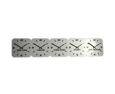 Horloge Acrylique Fuseaux Horaires Argent de Roco (H15cm x L75cm 5 Fuseaux Horizontal)
