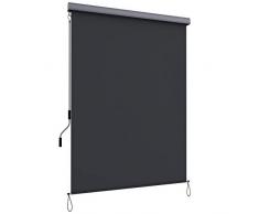 SONGMICS 1,4 x 2,5 m Store Vertical pour Balcon Terrasse avec Coffre Gris Inérieur ou Extérieur Paravent Pare-Soleil Brise-Vue Imperméable Toile en Gris foncé GSA145GY