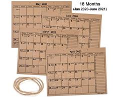 Rustic 2020-2021 Calendrier mural avec grand bloc de planification géant pour la maison et le bureau, 18 mois, calendrier scolaire - 11,2 x 14,3 cm