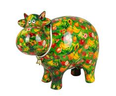 Pomme Pidou Vache Bella | Tirelire en Céramique | Motif Vert avec des Fruits | 28x15x23.5 centimètre
