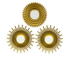 BONNYCO Miroir Murale 3 Pièces Miroir Rond pour Decoration Murale dans Maison, Salon et Chambre | Miroir Soleil Accrocher au Mur Original Cadeau Femme et Maman | Miroir Doré pour Décoration